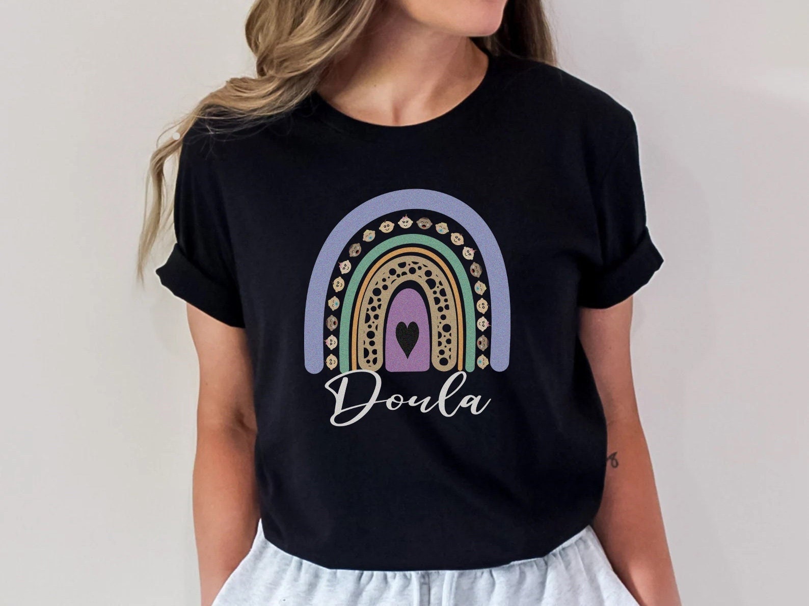 Doula Rainbow Shirt, Doula Gift, Postpartum Doula Womens T-Shirt, Labor & Delivery Birth Tshirt Midwife Thank you Graduation Grad gift