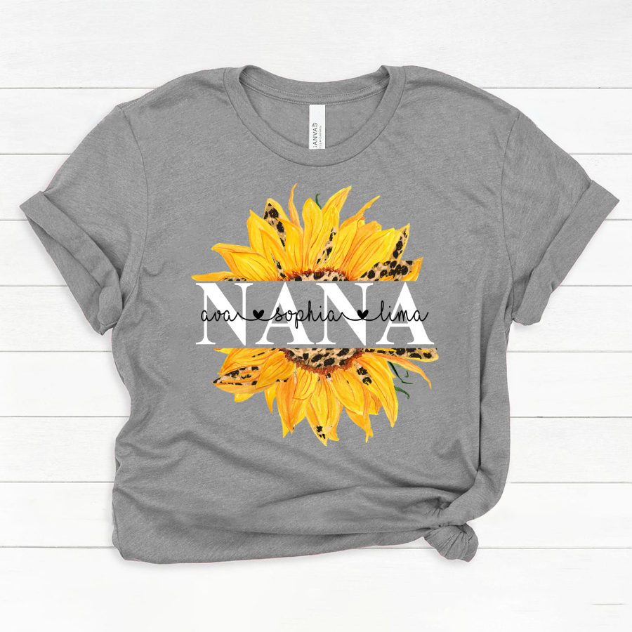 Nana Sunflower And Kids Name Leopard Gs09 Classic Canvas