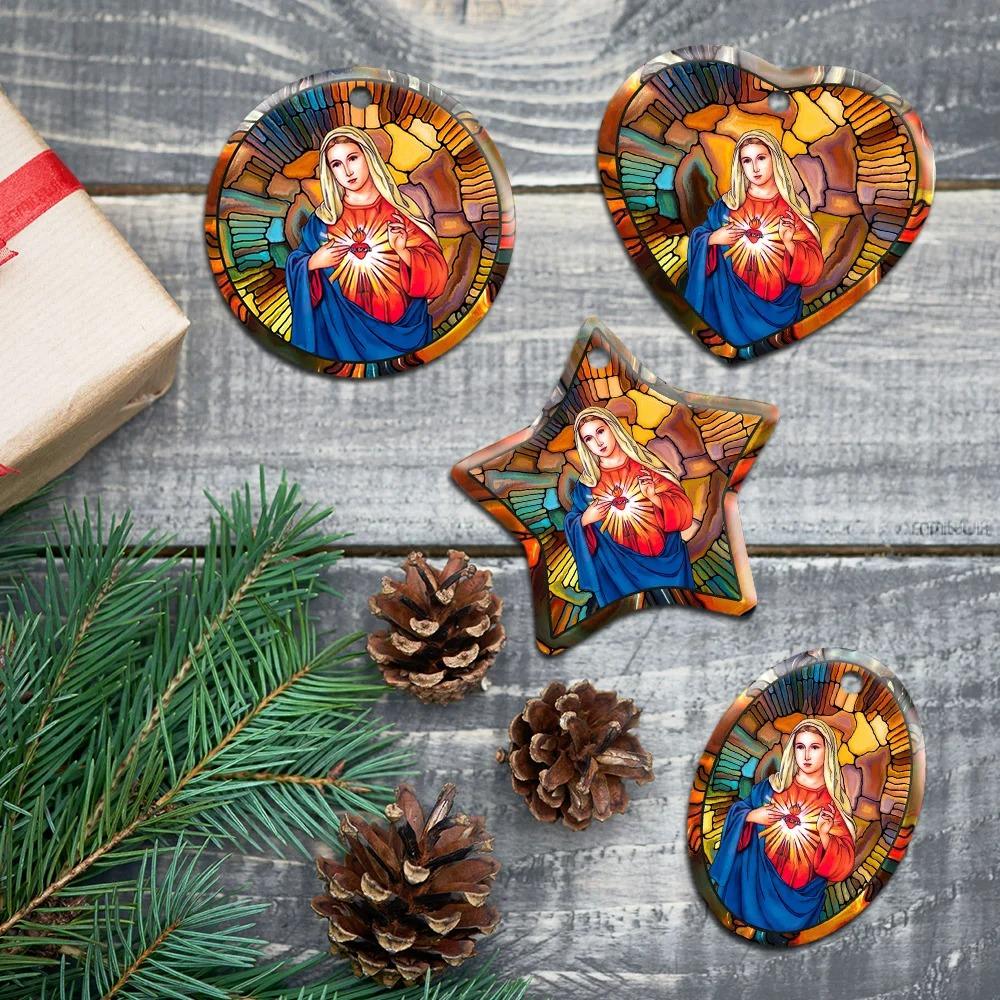 Mother Mary Ceramic Ornament Christmas Home Decor