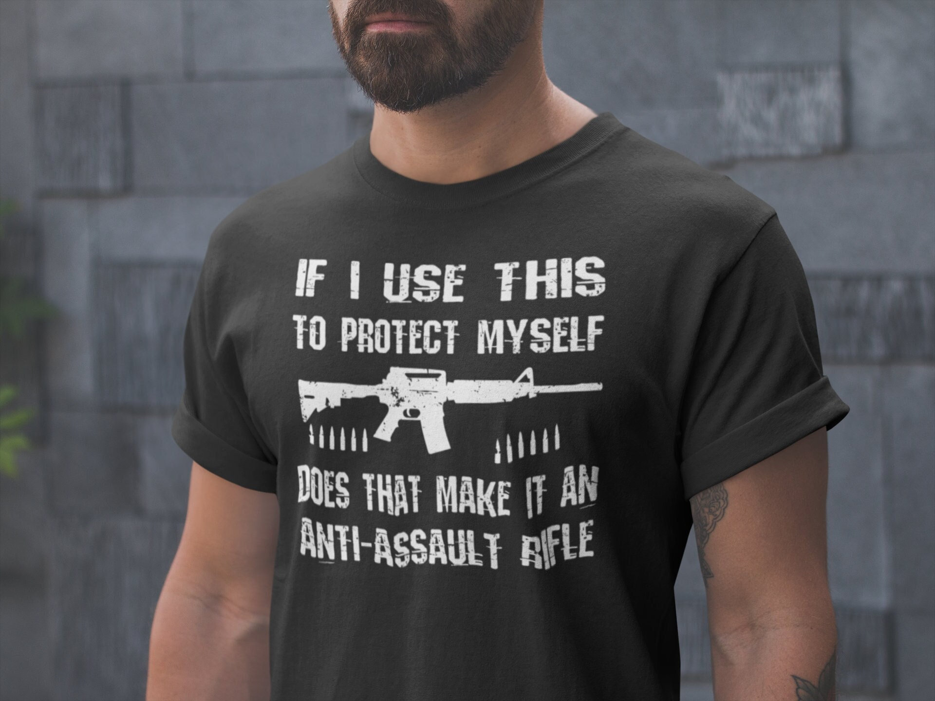 Mens Pro Gun T-shirt Since If I Use This To Protect Myself USA  Patriotic T-shirt Pro Gun Shirts Gifts For Dad