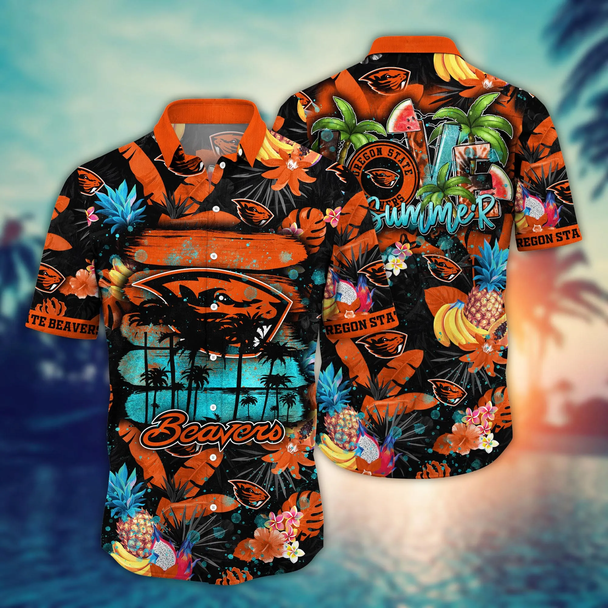 Oregon State Beavers NCCA Hawaiian Shirt Sun-Soakedtime Aloha Shirt