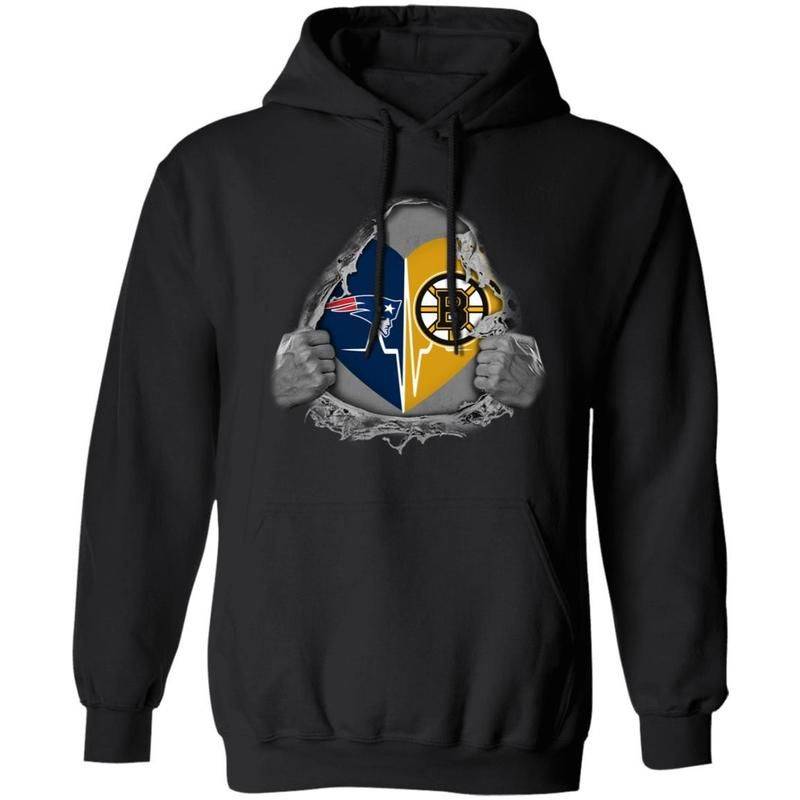 New England Patriots And Boston Bruins In My Heart Hoodie For Fans Va09