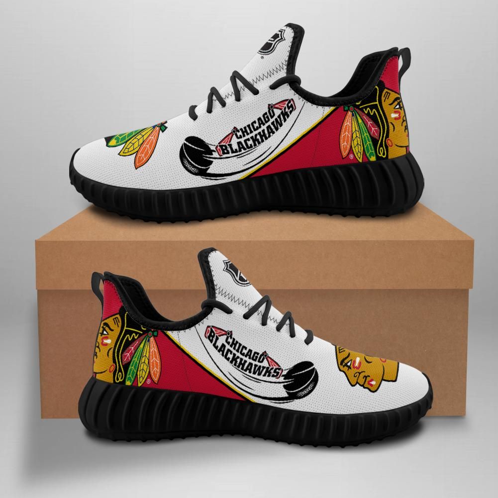 Chicago Blackhawks Unisex Sneakers New Sneakers Hockey Custom Shoes Chicago Blackhawks Yeezy Boost