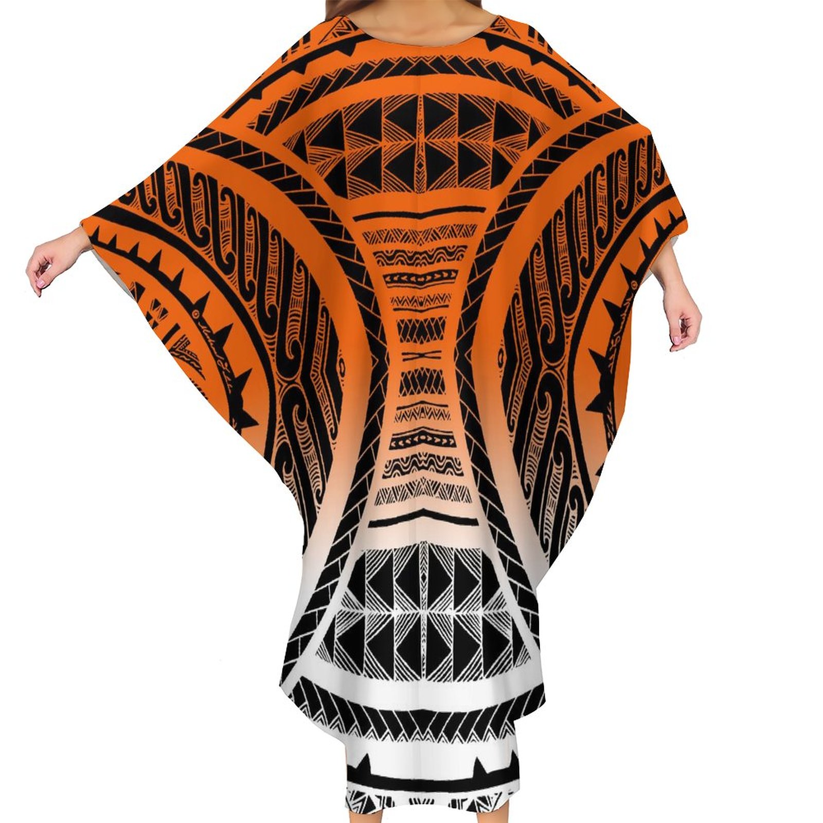 Big People Polynesian True One Size Womens Clothing Oversized Bat Ponchos Dresses Tribal Design Butterfly Dress alx