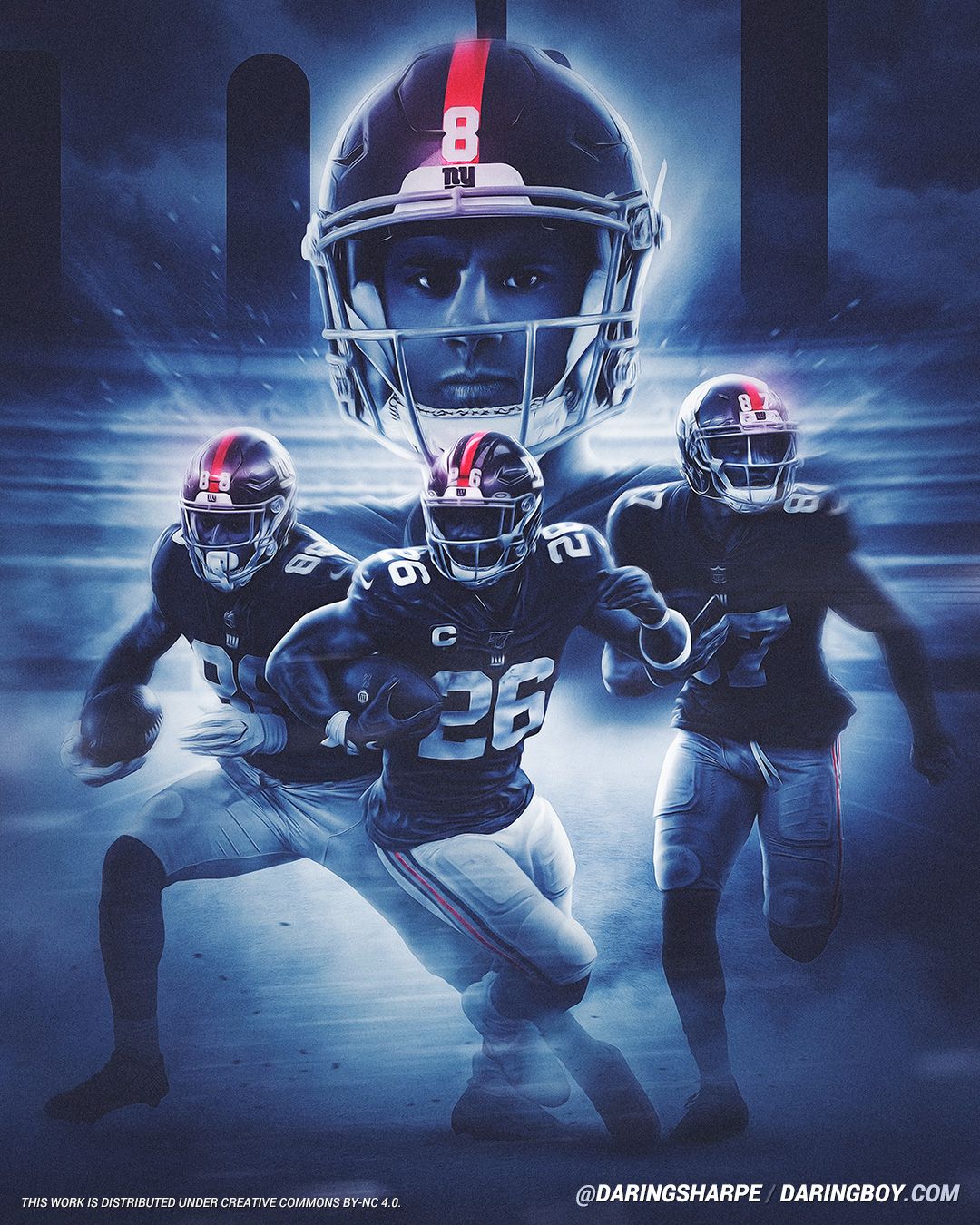 New York Giants Daniel Jones 8 Saquon Barkley 26 Sterling Shepard 87 Evan Engram 88 Poster For Fans poster canvas