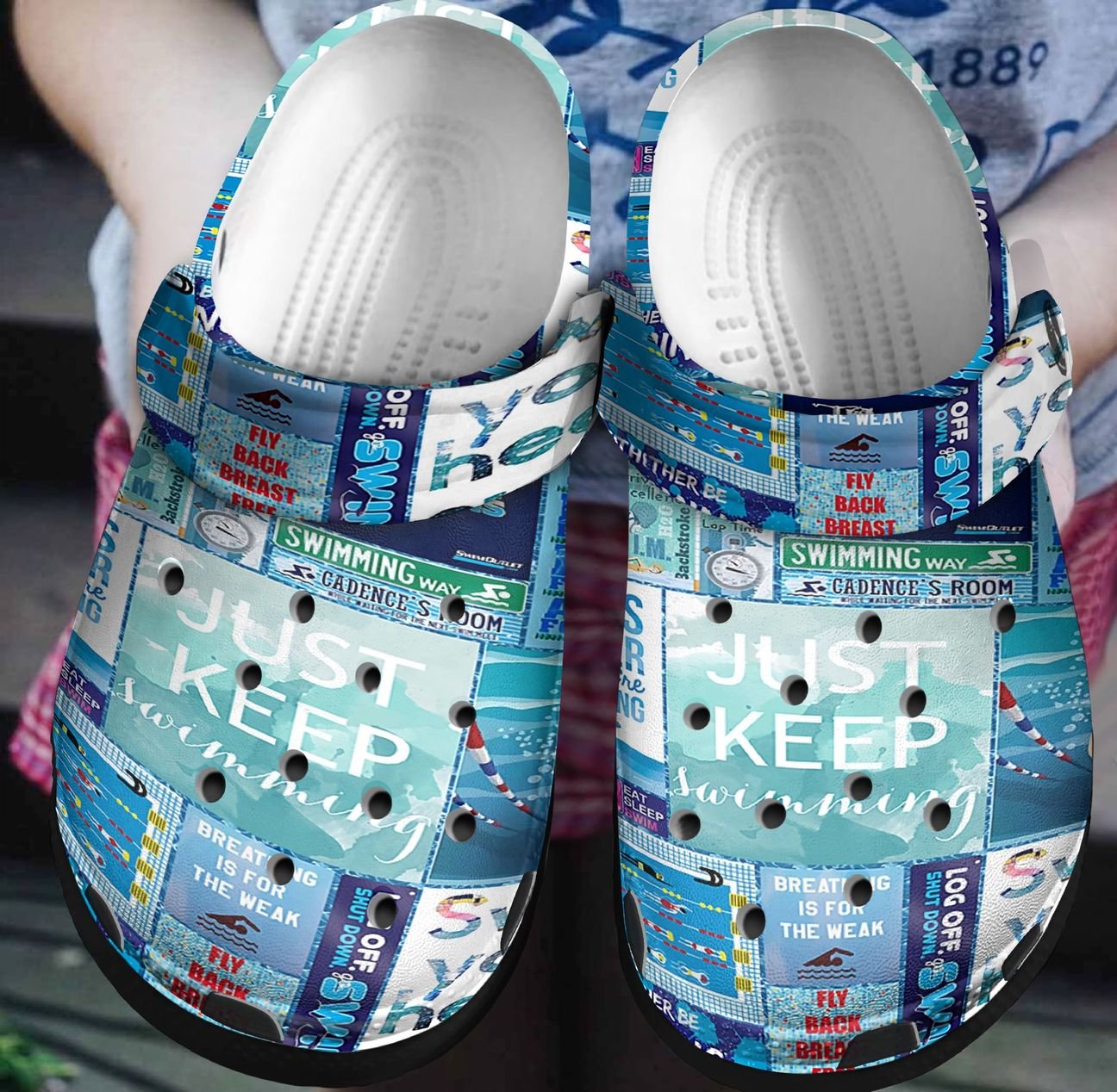 Just Keep Swimming Personalized Clog, Custom Name, Text, Color, Number Fashion Style For Women, Men, Kid, Print 3D