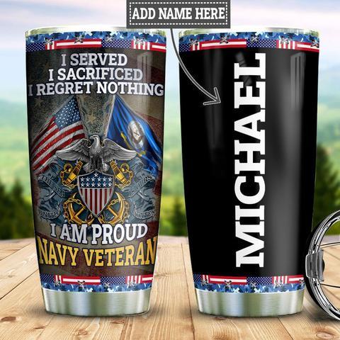 Personalized Navy Veteran Stainless Steel Tumbler, Personalized Tumblers, Tumbler Cups, Custom Tumblers Teesummer