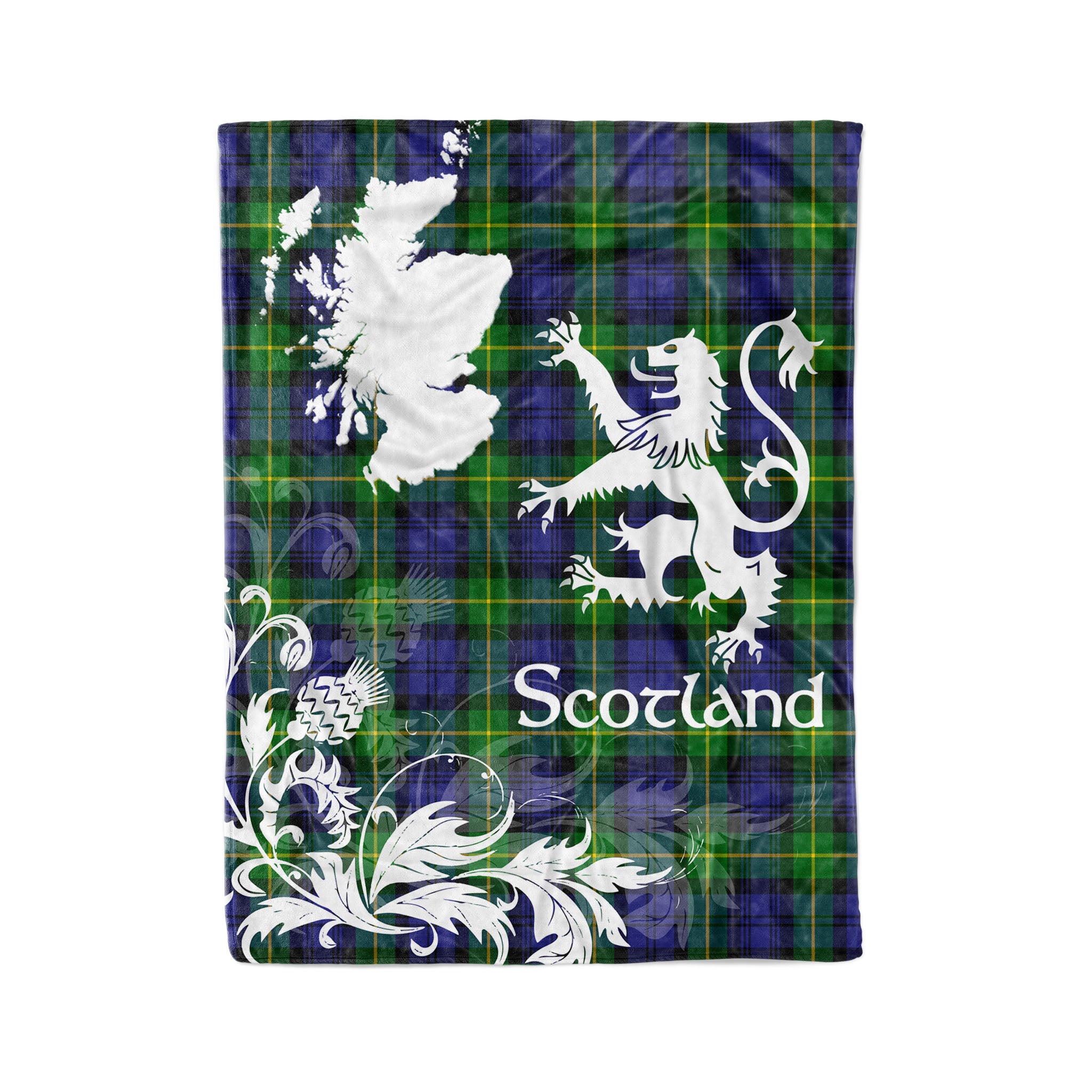 Tartan Plaid Fleece Blanket Tartan Blanket Thistle And Lion Scottish Clan Gordon Plaid Blanket