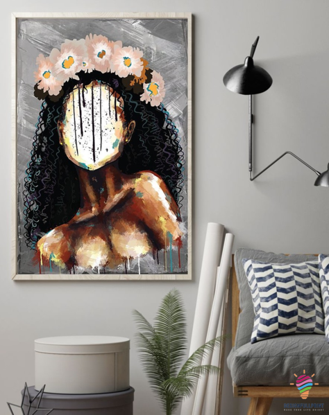 Black Women Flowers Black Queen Black People Canvas Ch Poster Black Pride Blackity Black Black