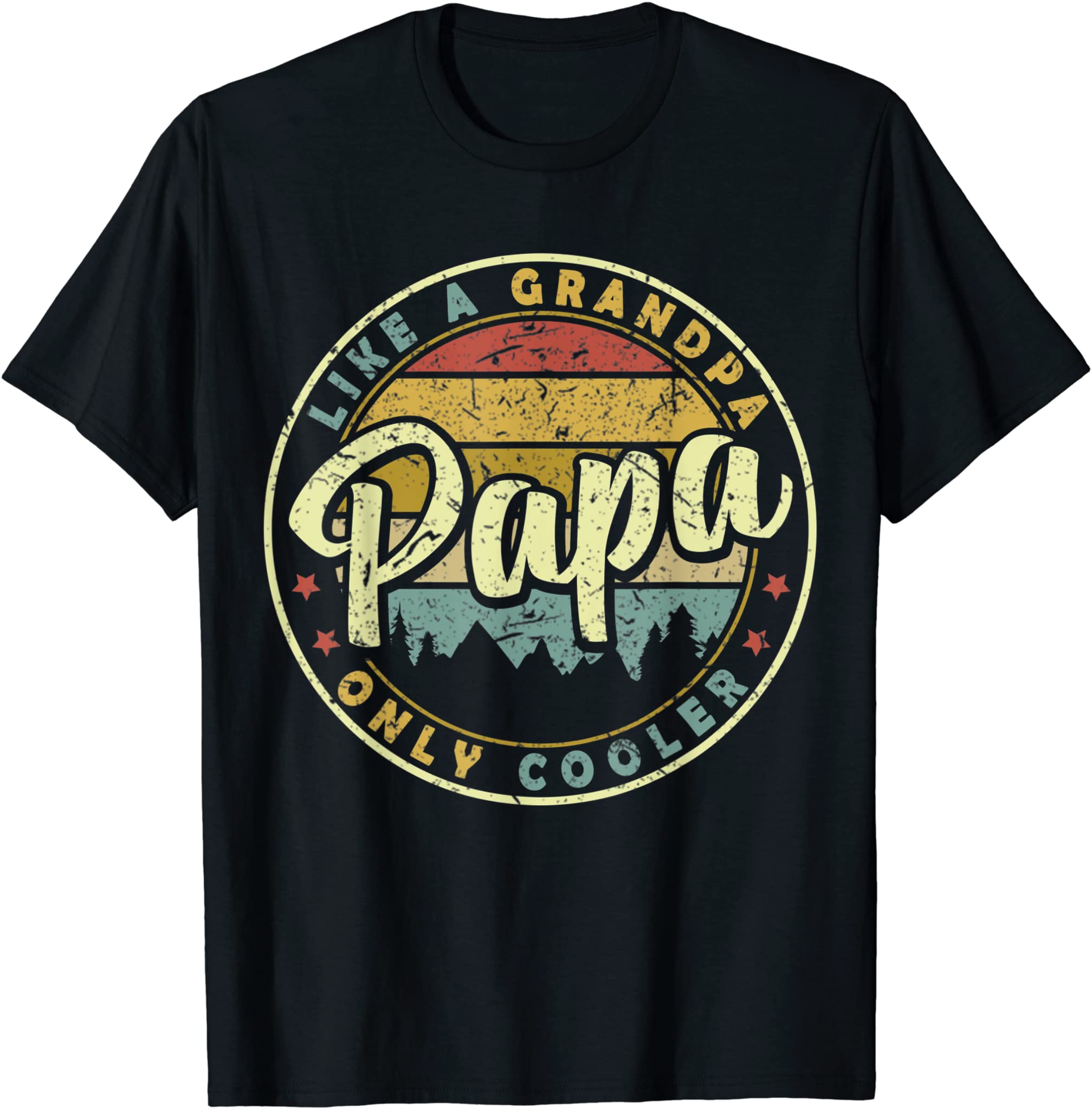 Mens Papa Like A Grandpa Only Cooler Funny Fathers Day Gift T-Shirt