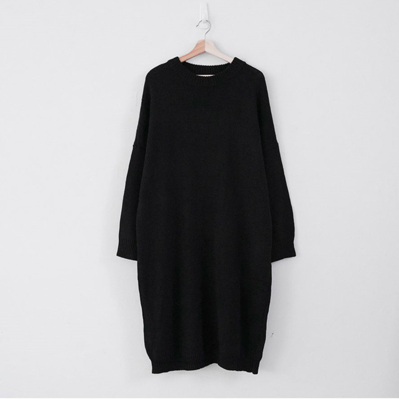 Autumn New Plus Size Women Long Sweater Dress Winter Elegant Fashion Solid Warm Loose Thickened Oversized Knitted Dress Femme alx