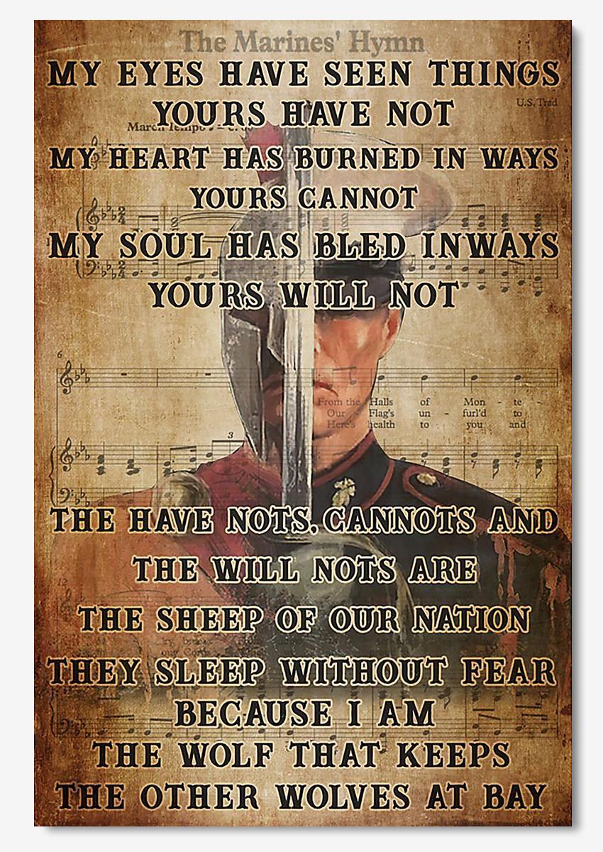 The Marines’ Hymn Lyrics Song Wall Art Motivation Gift For Soldier Warrior Veteran Poster