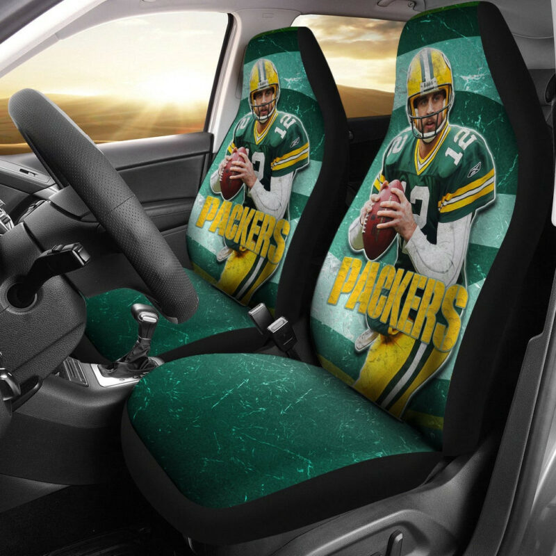 Green Bay Packers American Football Aaron Rodgers Ready To Throw Rugby Ball Car Seat Covers