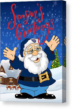 Tennessee Titans Touchdown Santa Claus Christmas Cards 3 Joe Hamilton Canvas Print