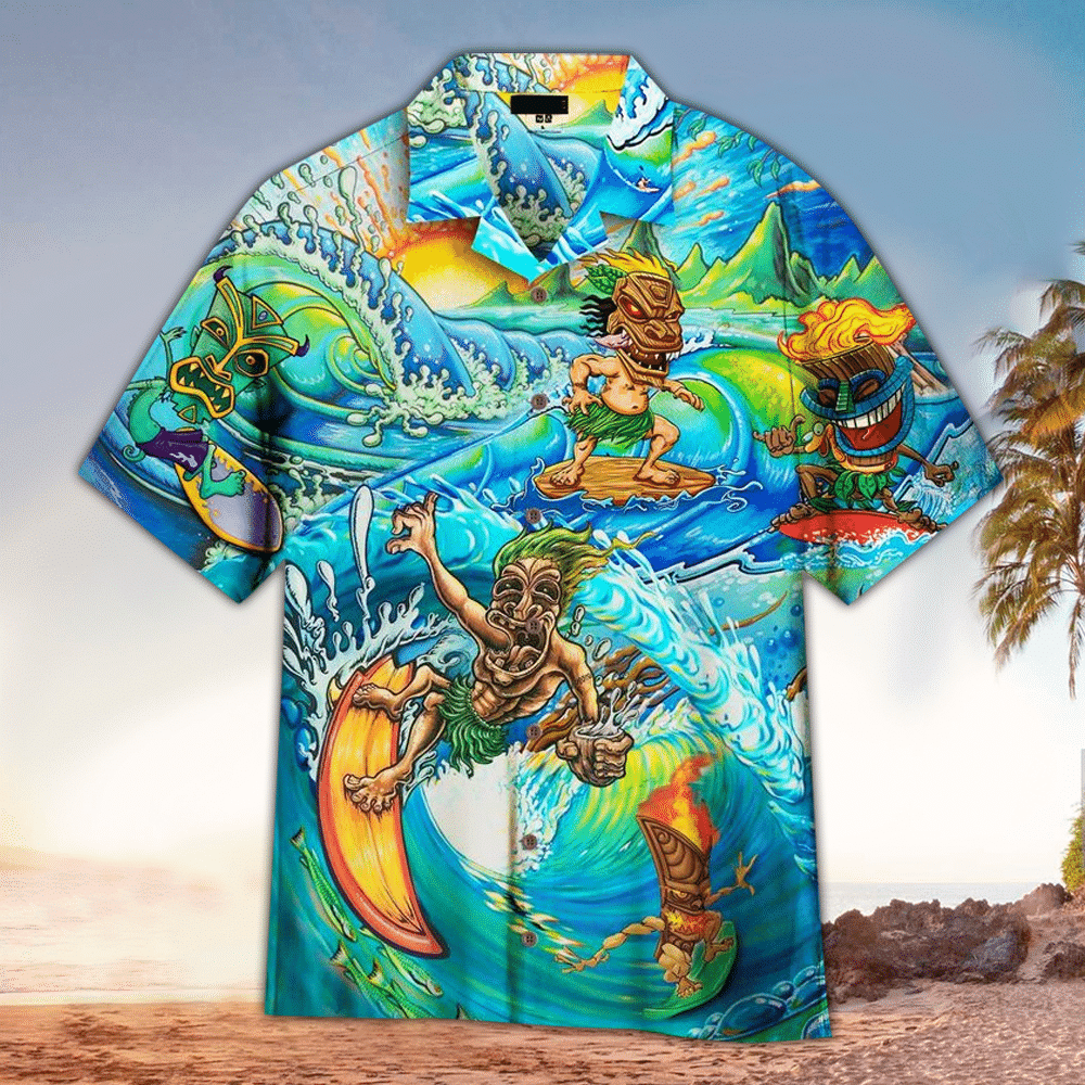 Tiki Hawaii Button Up Shirt Aloha Ha26510