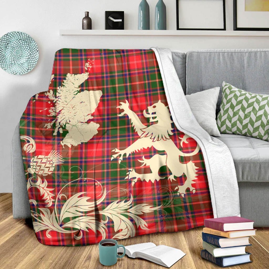 Tartan Blanket Somerville Modern Tartan Scotland Lion Thistle Map Plaid Blanket