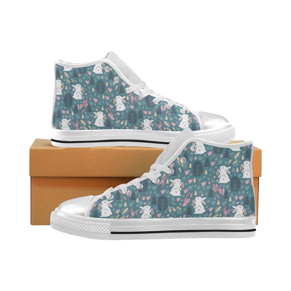 Cute rabbit pattern Women’s High Top Shoes White