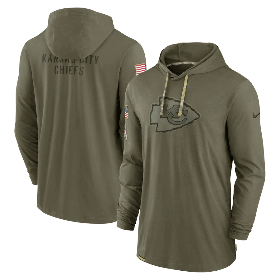 Men Kansas City Chiefs 2022 Salute To Service Tonal Pullover Hoodie – Olive