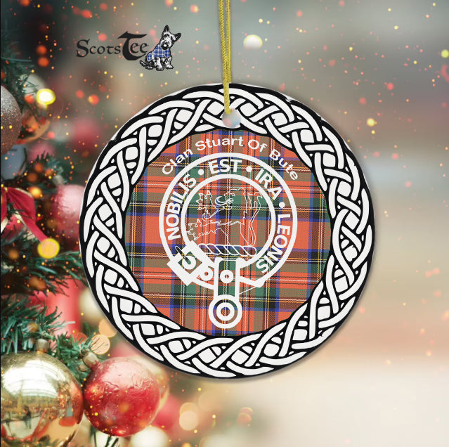 Stewart (Stuart) Of Bute Clan Tartan Crest Badge Plaid Ornament Gift. Christmas Tree Ornament Tartan Ornament Great Christmas Ornaments Gift