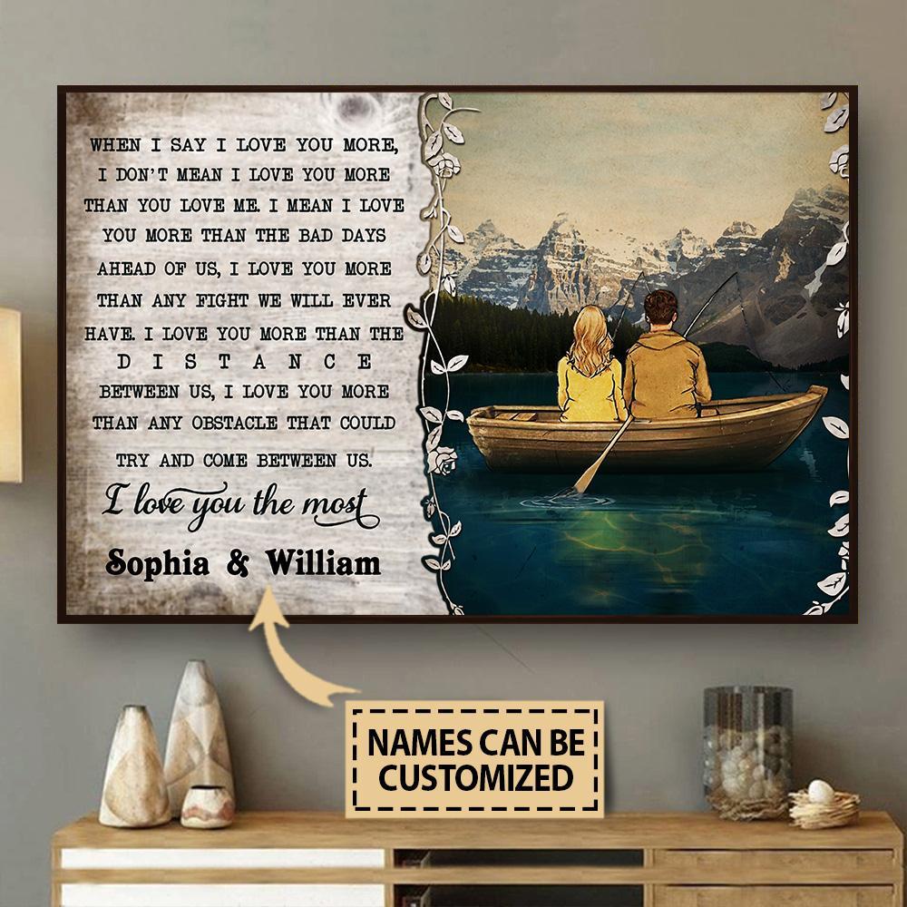 Aeticon Gifts Personalized Fishing I Love You Canvas Mom Dad Gift Home Decor