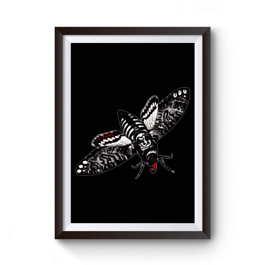 Deaths Head Moth Altered Vintage Art Illustrated Goth Insect Poster