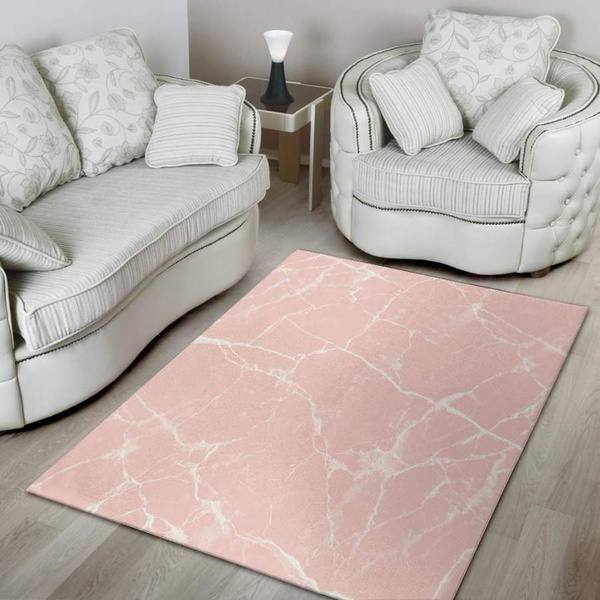 Pink Cracked Marble Area Rug