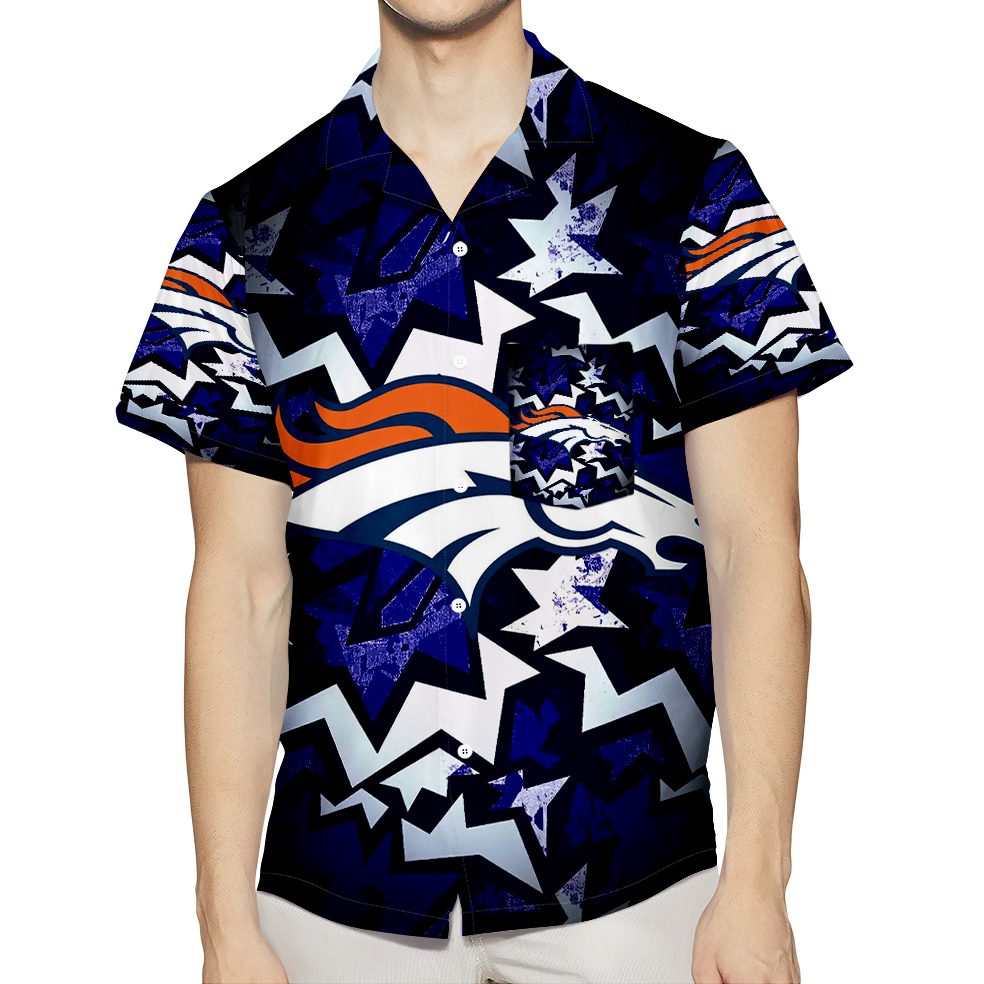 Denver Broncos Emblem V34 3D All Over Print Summer Beach Hawaiian Shirt With Pocket