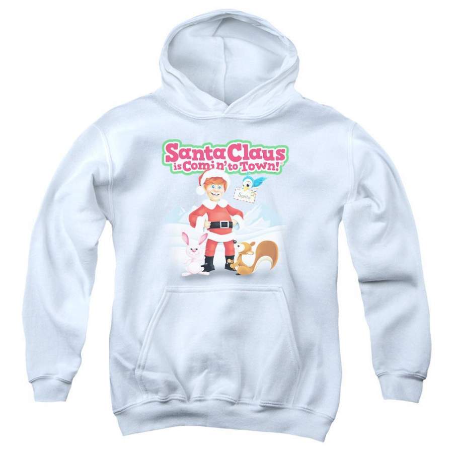 Santa Claus Is Comin to Town Animal Friends Youth Hoodie (Ages 8-12)