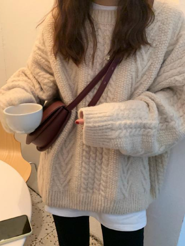 Sweaters for Women Fashion 2022 Thickened Loose Vintage Knit for Women Pullover Tops Korean Fashion Winter Clothes Women Sweater alx