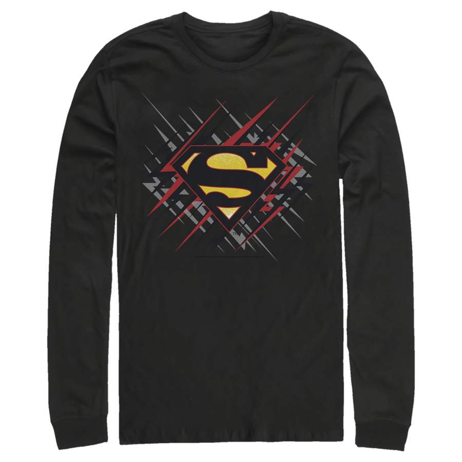 Superman Men’s Logo Lightning  Long Sleeve Shirt