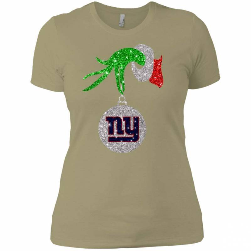 New York Giants Glitter Grinch Monogram Ornament Christmas Gift Women T-shirt