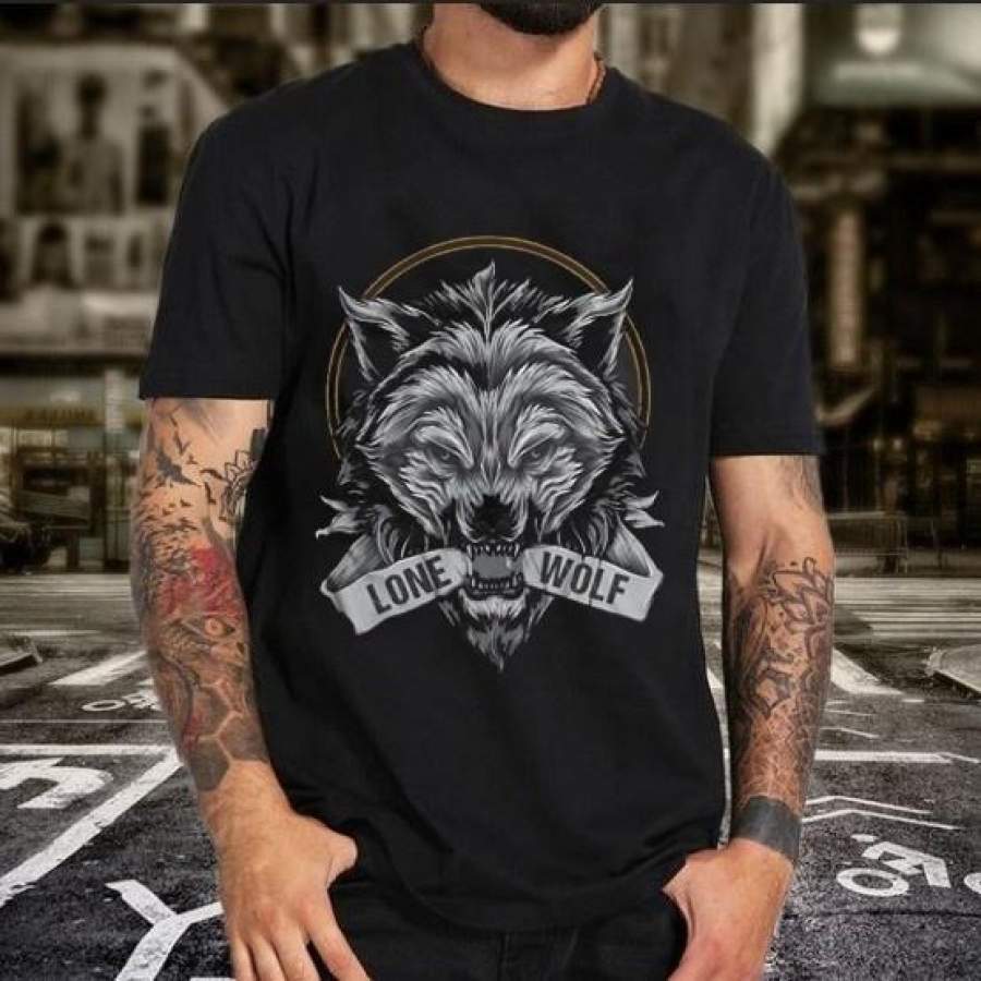 2019 Fashion Lone Wolf Shirt Graphic Printed Tee  Cotton Short Sleeves.