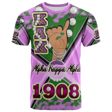 Alpha Kappa Alpha T-Shirt – Custom Alpha Kappa Alpha Hand With Pearl 1908 T-Shirt