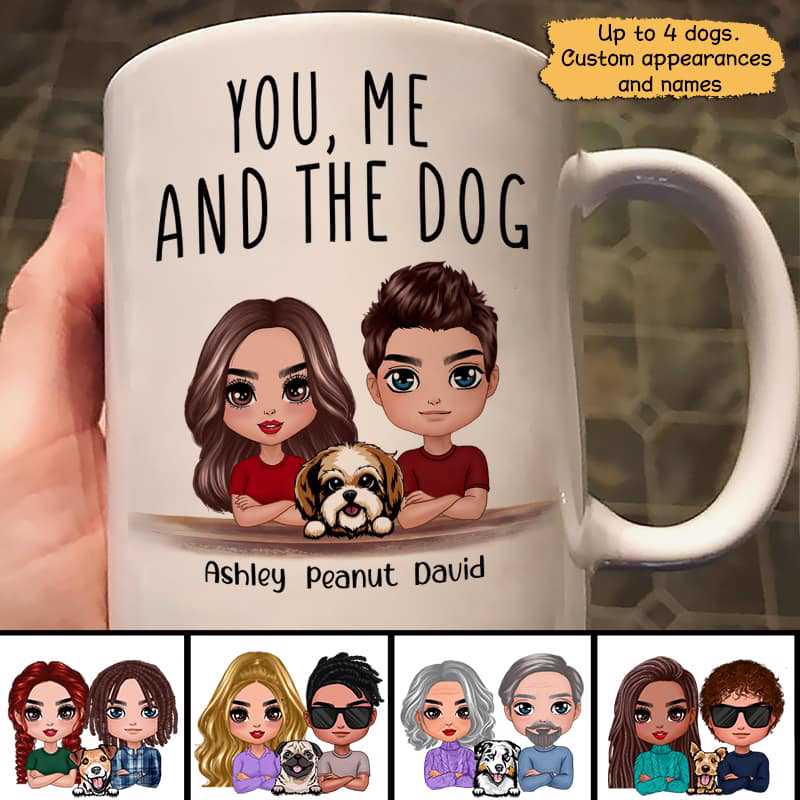 Doll Couple And Dogs Personalized Mug