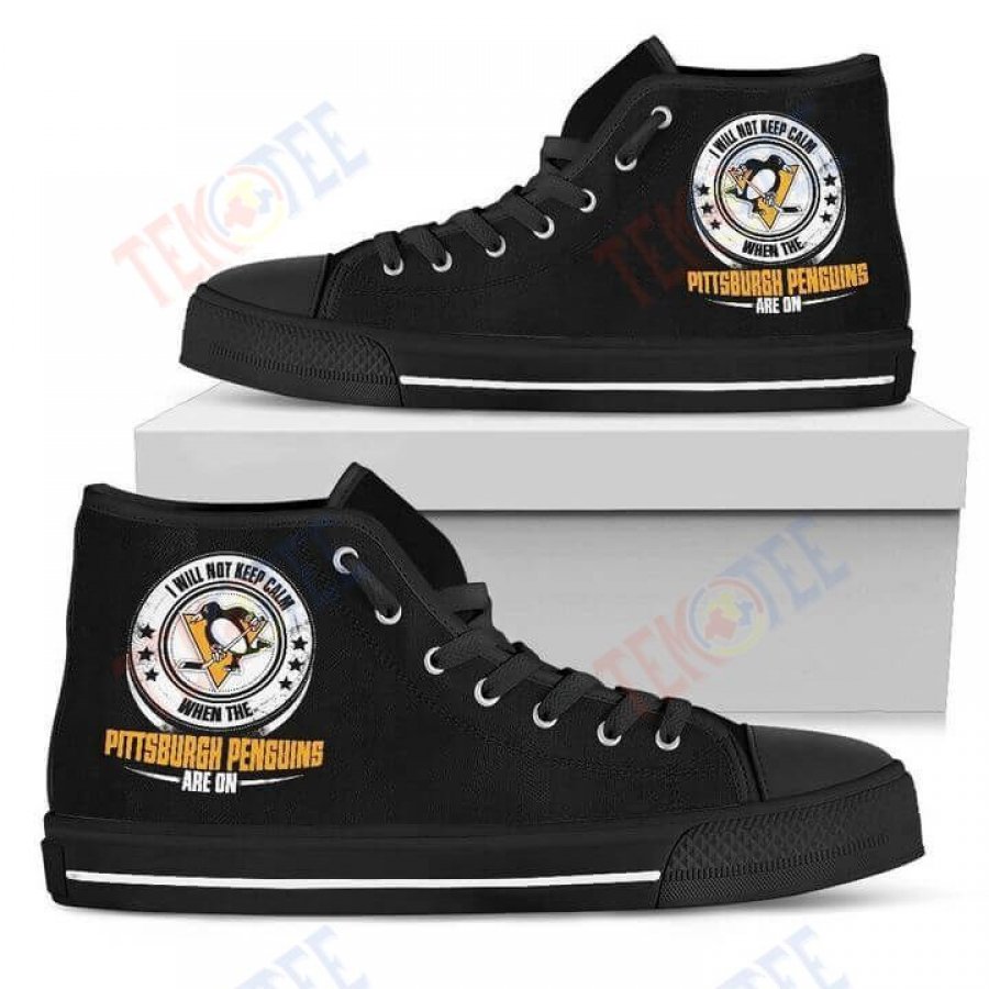 Mens Womens I Will Not Keep Calm Amazing Sporty Pittsburgh Penguins High Top Shoes TMT602