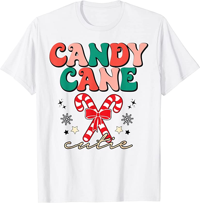 Retro Candy Cane Cutie Funny Christmas Kids Xmas Pajama T-Shirt