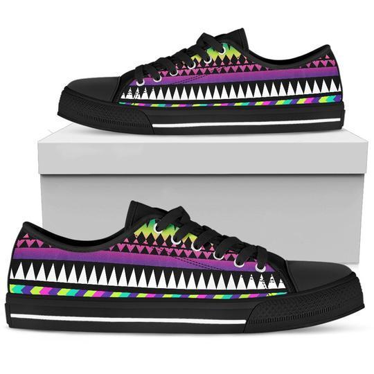 Animal Skin Aztec Rainbow Low Top Personalized Shoes Custom Name, Text For Women, Men