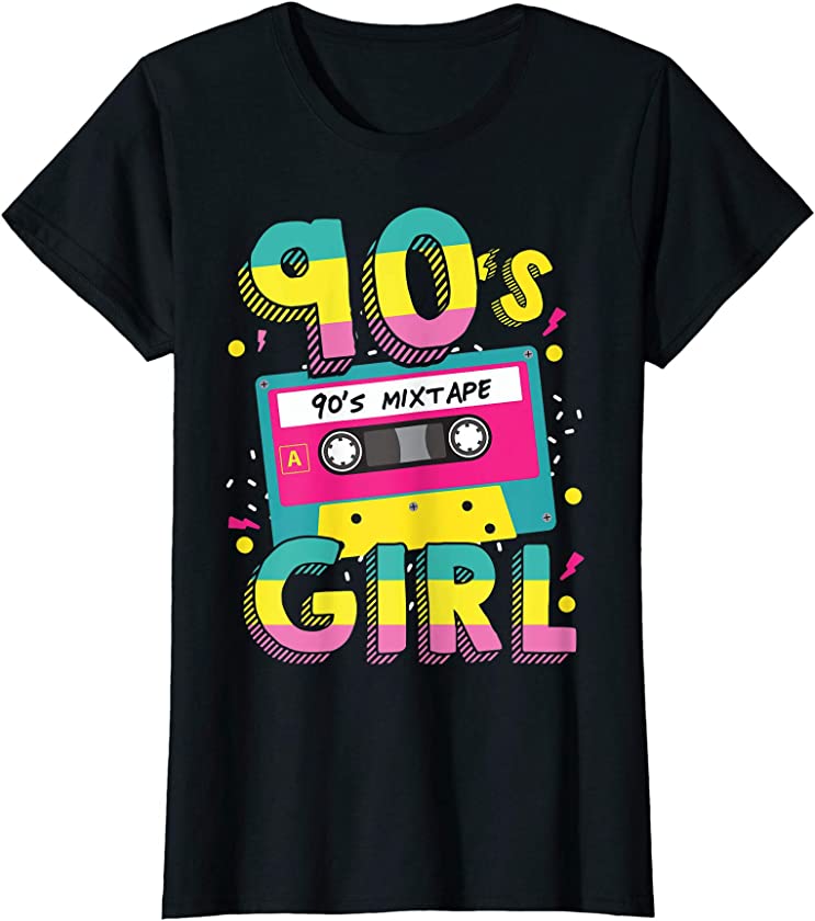 Womens 90’s Girl Style Retro Vintage Outfits Clothes Old Cassette T-Shirt