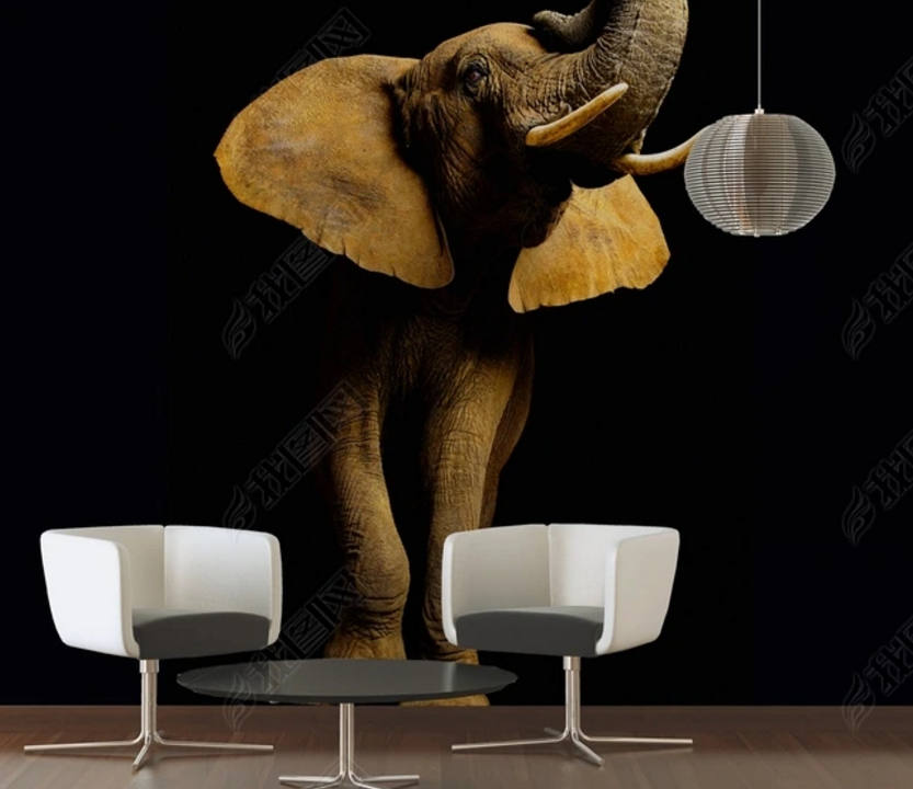 3D Animal Black Elephant Wall Mural Wallpaper Lqh 334