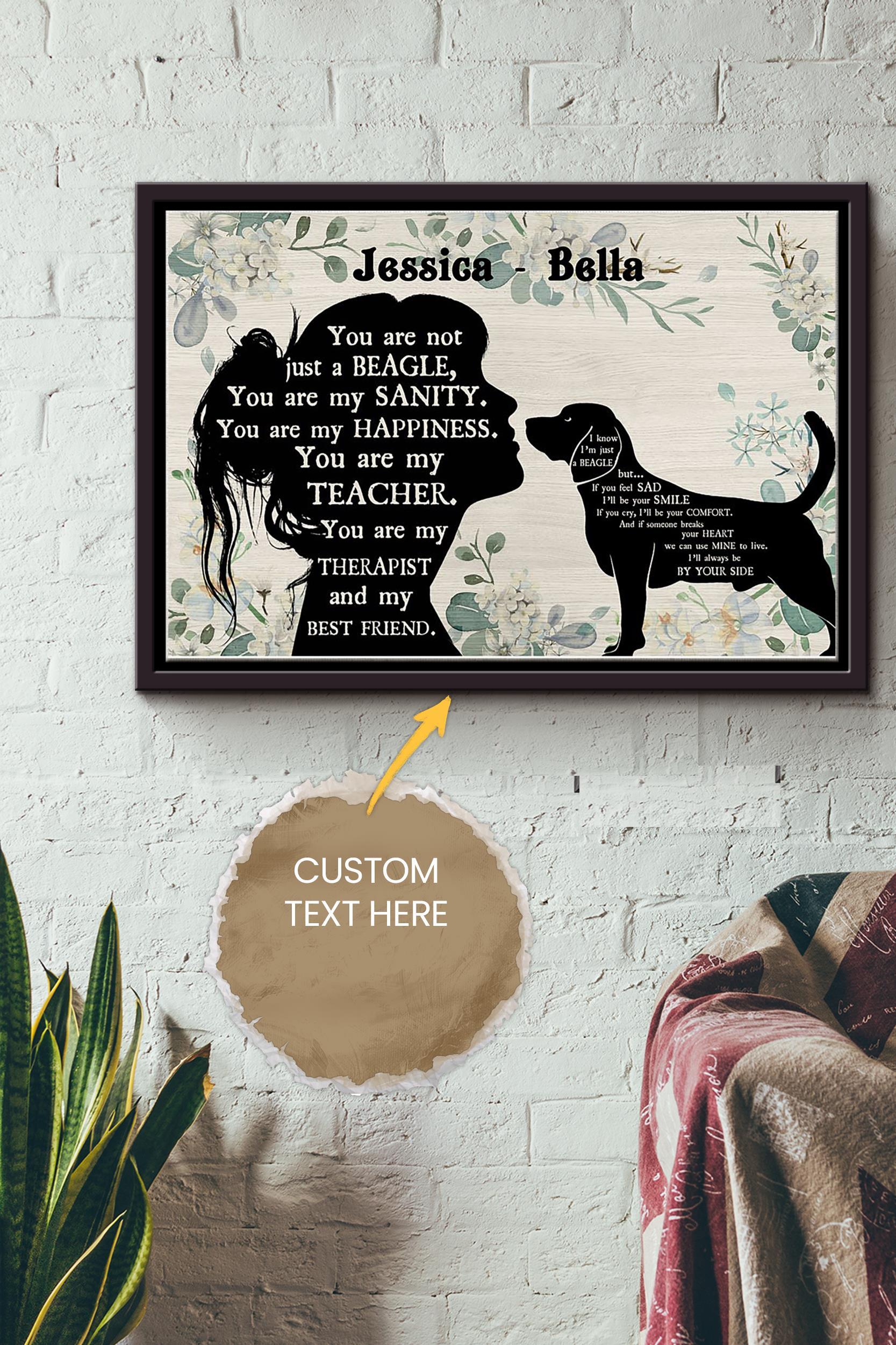 Beagle Girl Therapist Best Friend Personalized Poster – Animal Wall Art – Gift For Dog Lover Dog Foster Puppy Fan Framed Matte Canvas