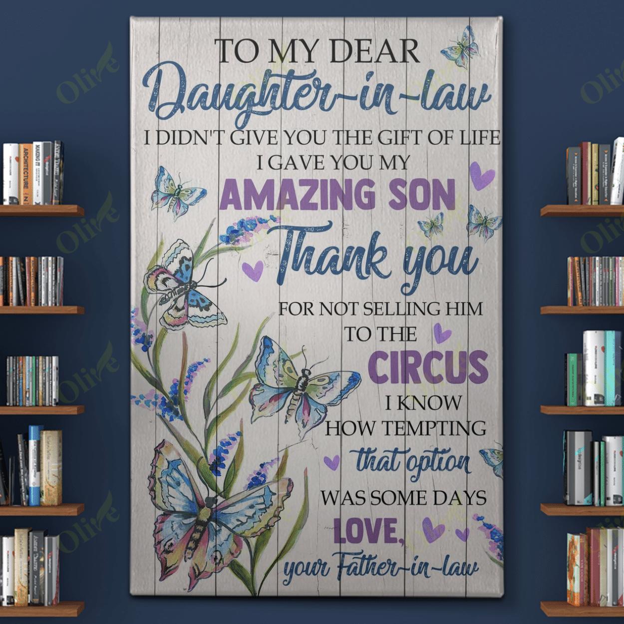 Dear Daughter-In-Law – Thank You For Being My Family Canvas And Poster | Wall Decor Visual Art