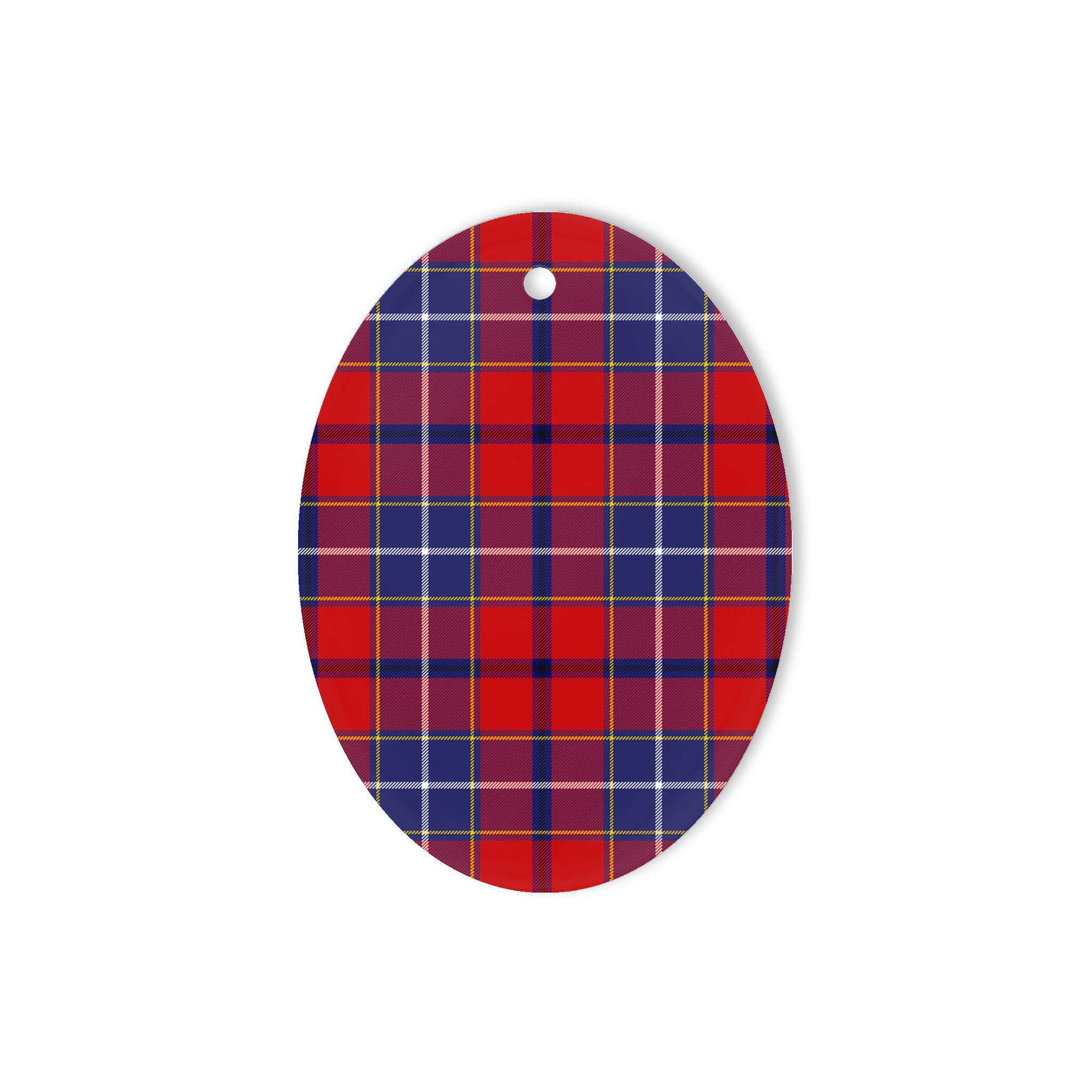 Wishart Dress Tartan Oval Ornaments, Christmas Tree Ornament, Plaid Christmas Ornaments, Ceramic Oval Christmas Tree Decoration