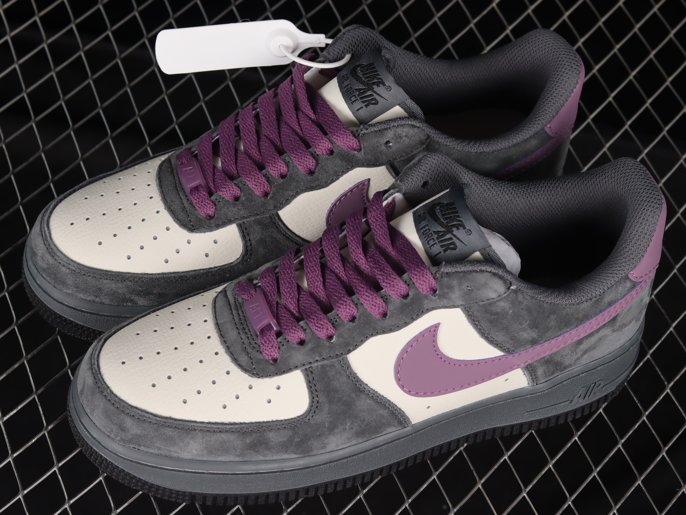 Nike Air Force 1’07 Low Grey Purple Shoes Sneakers SNK481992391