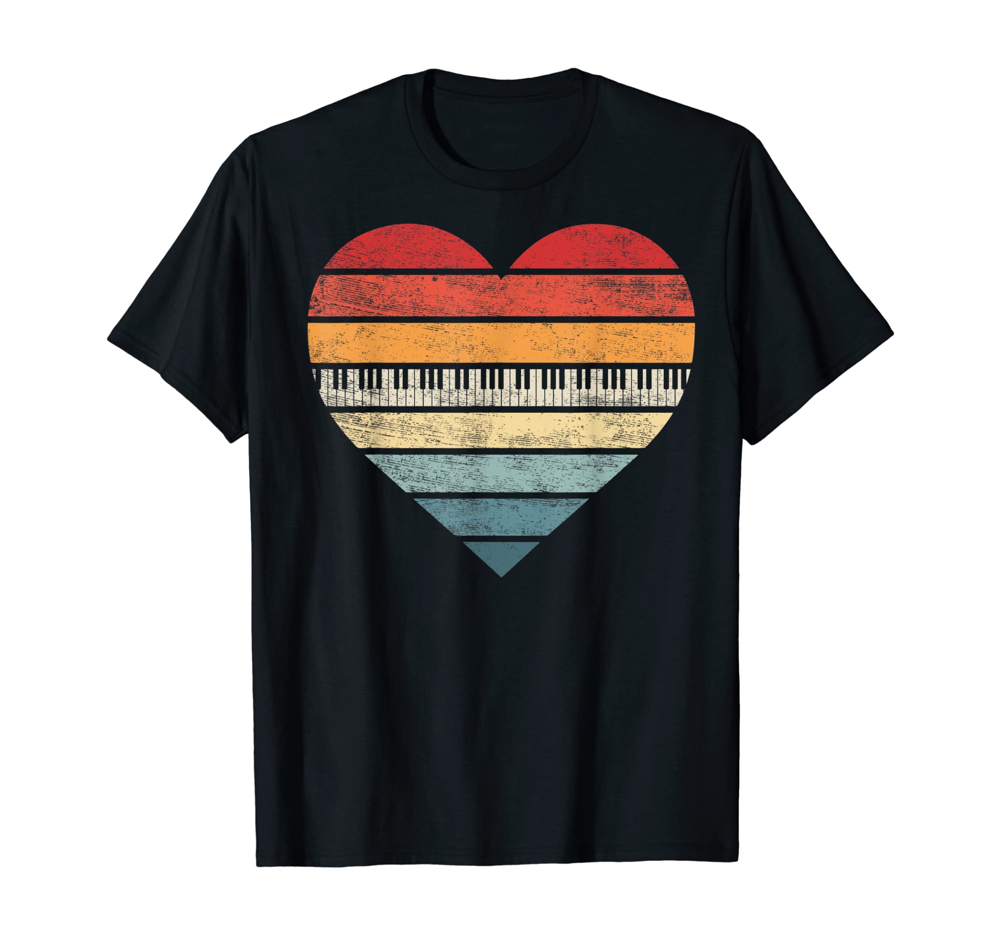 Pianist Gifts Retro Sunset Piano Keyboard Player Teacher T-Shirt