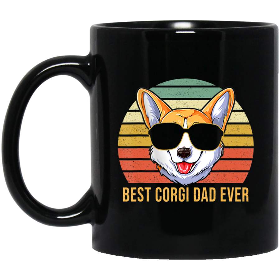 Vintage Gift Best Corgi Dad Ever Fathers Day Black Mug Pet Owner, Dog Dad Mom Lover, Best Friends Gifts Funny Sayings Slogan Cute