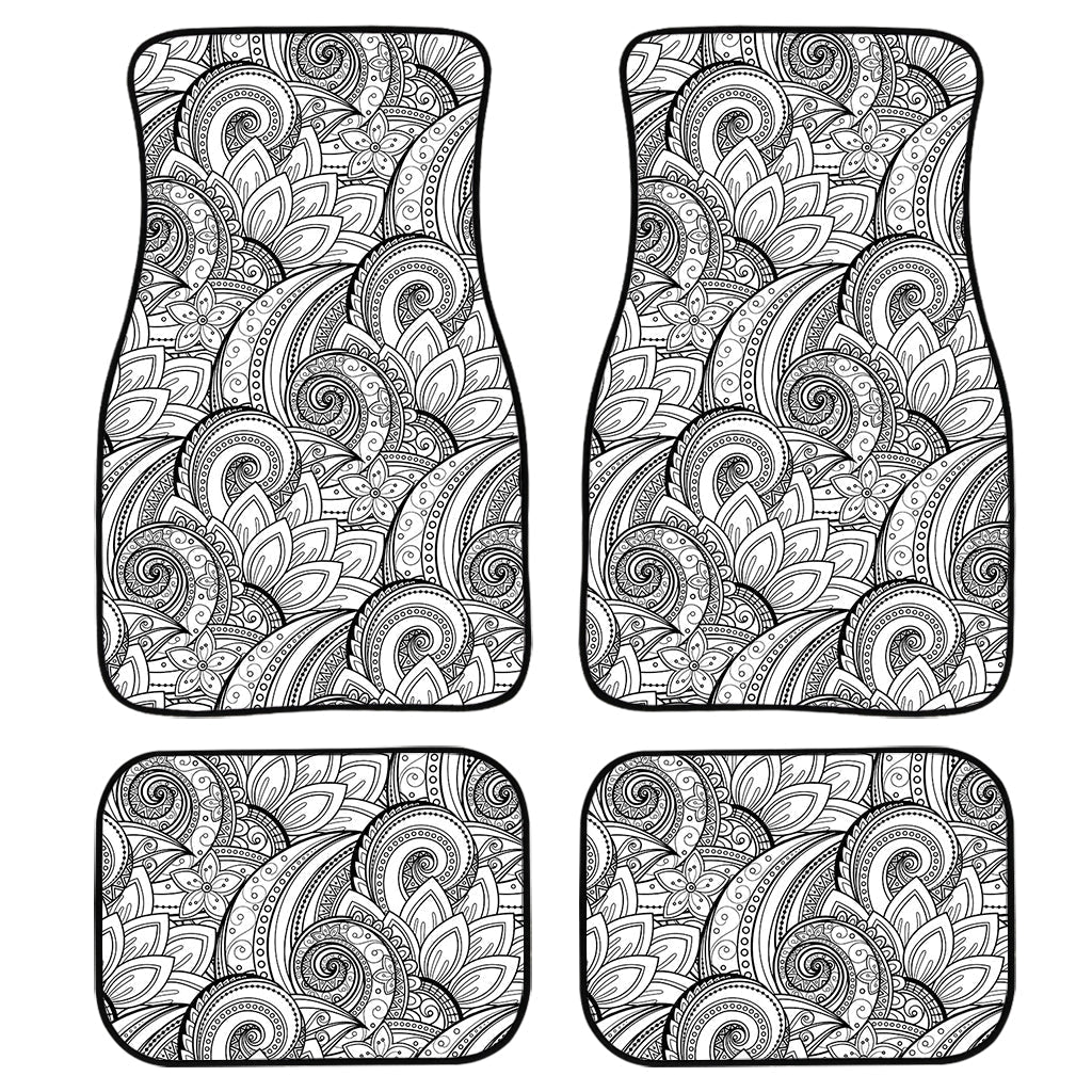 Zentangle Flower Pattern Print Front And Back Car Floor Mats, Front Car Mat