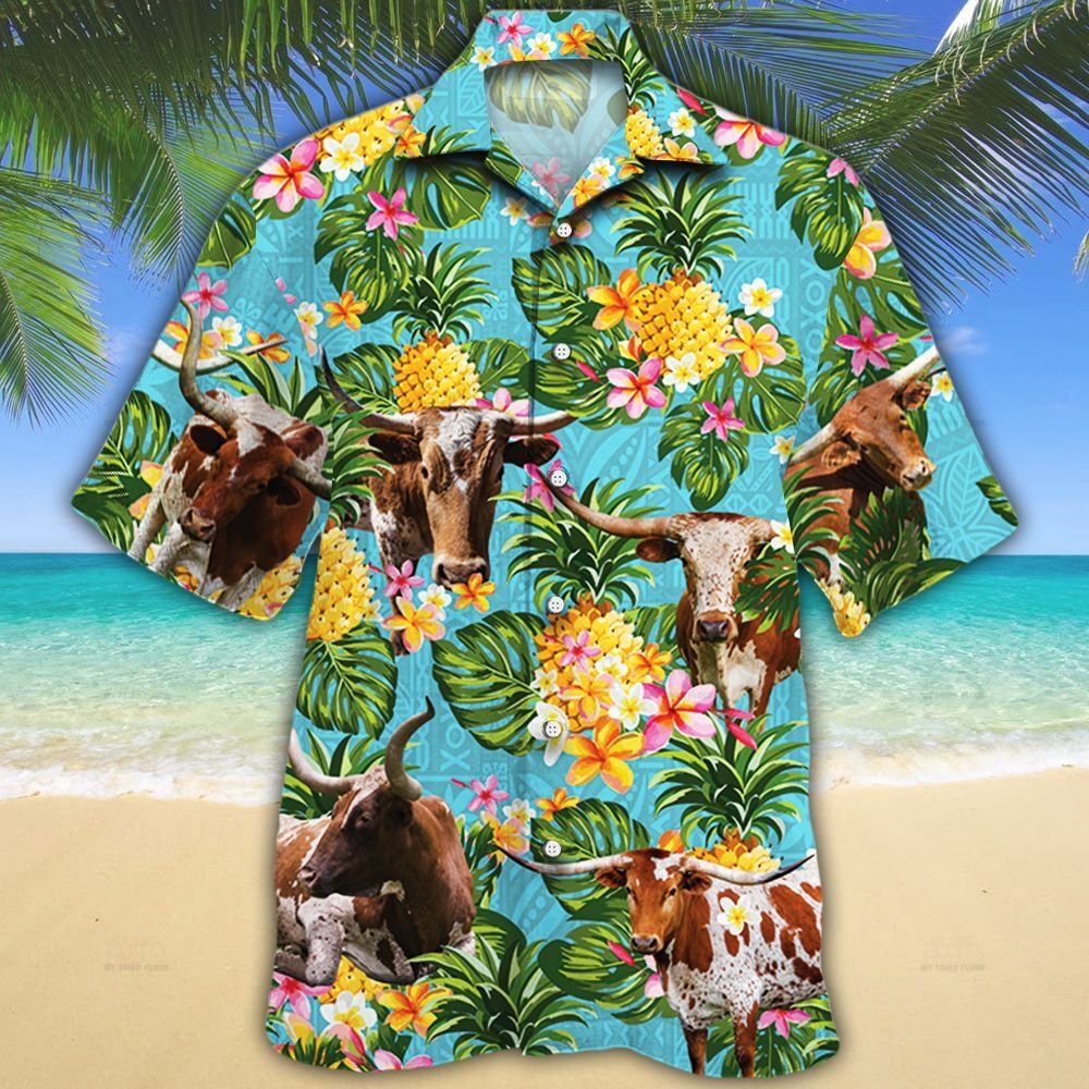 Tx Longhorn Cattle Lovers Pineapple Hawaii Shirt Ha10764