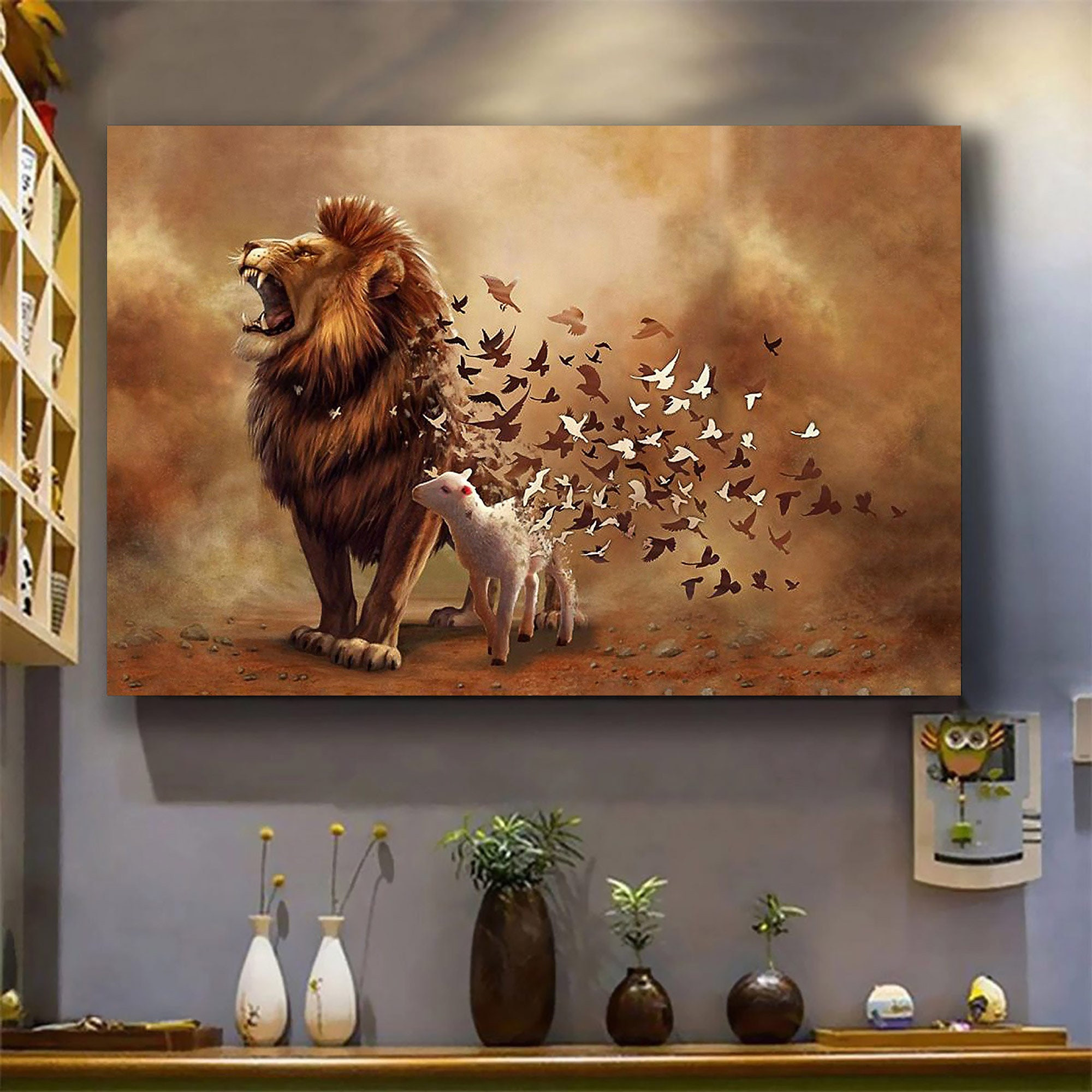 & Canvas | Jesus And Lion Canvas, | God Canvas, Communion Gift | Christian Canvas | Wall Art Decor, Home Decor