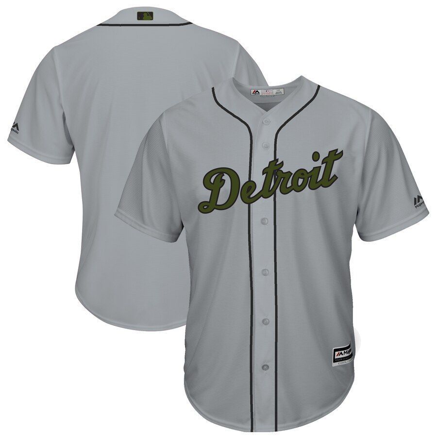 Detroit Tigers Majestic Memorial Day Cool Base Team Jersey Gray 2019