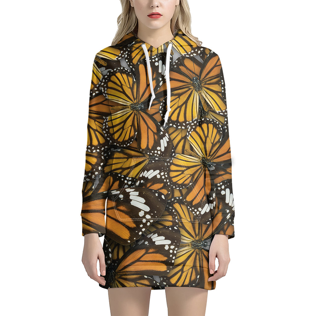 Tiger Monarch Butterfly Pattern Print Women’S Pullover Hoodie Dress